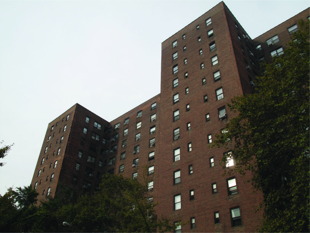 A building with dark red brick walls