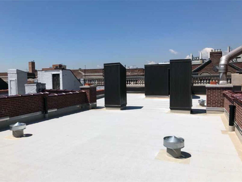 A clean roof with black boxes